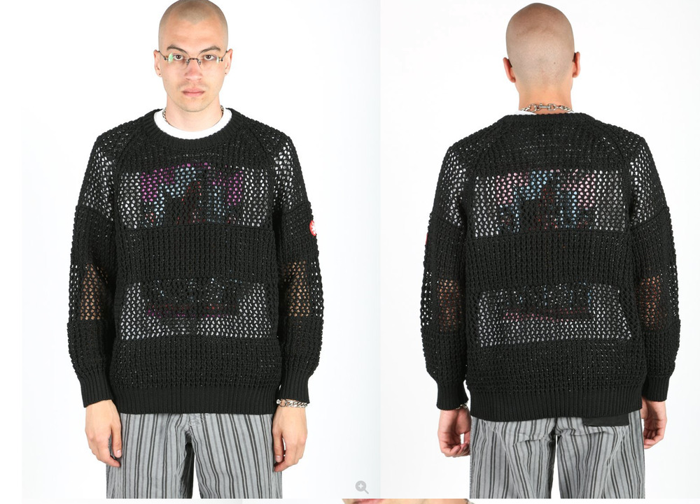 CAV EMPT Men's‎ Net Waffle Stripe Knit Sweater Made in Japan 100% Cotton L/XL??